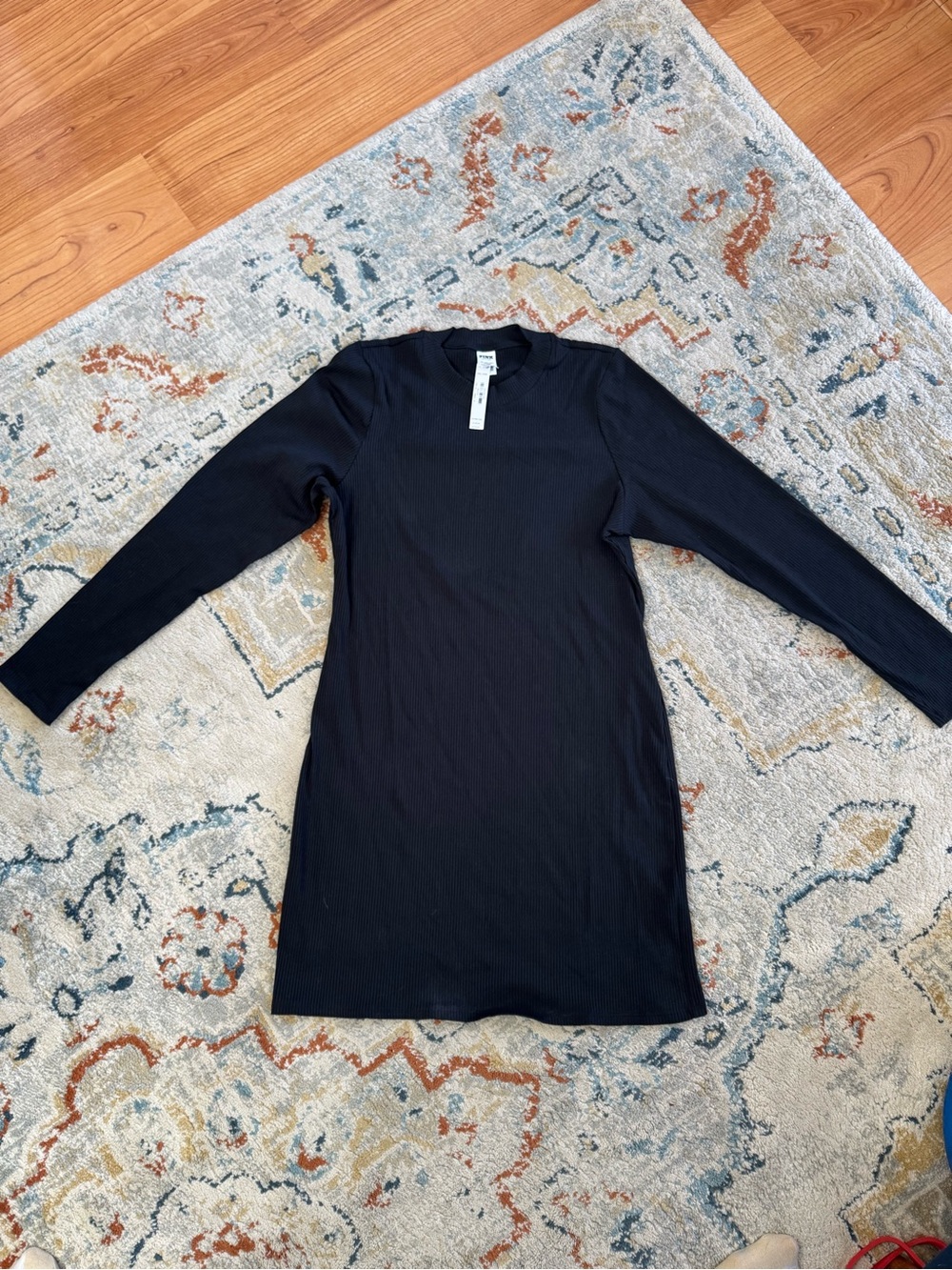 PINK Victoria's Secret Black Ribbed Bodycon Dress